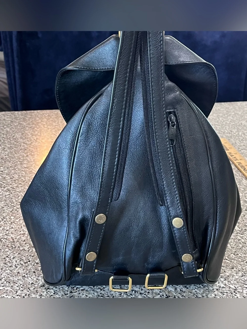 Vintage Gianni Versace Black Leather Backpack Purse 90’s